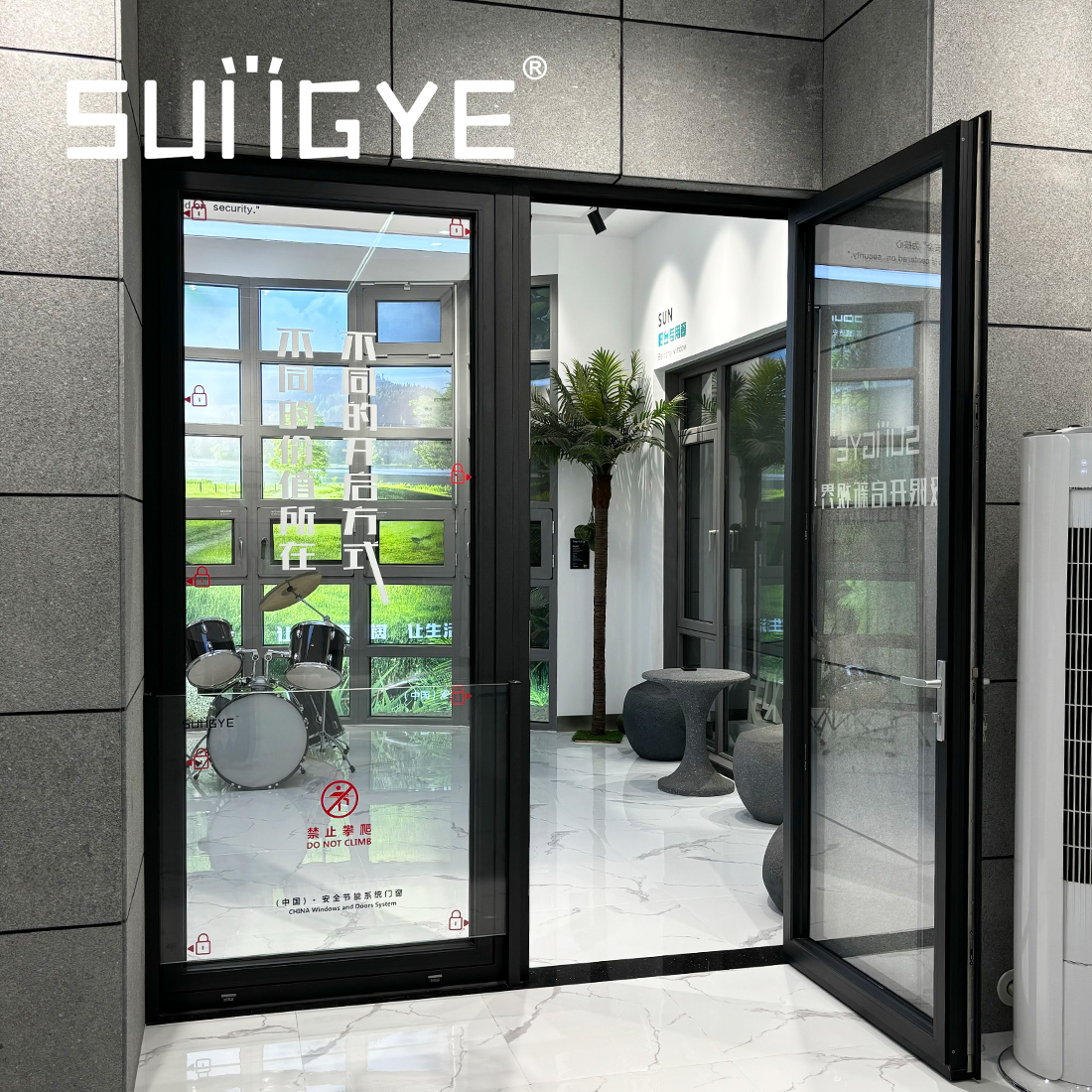 SUNGYE Premium Customizable In/Out Swing with Tilt Function Black Aluminum Entrance Door Double Glazed Glass Modern French Door