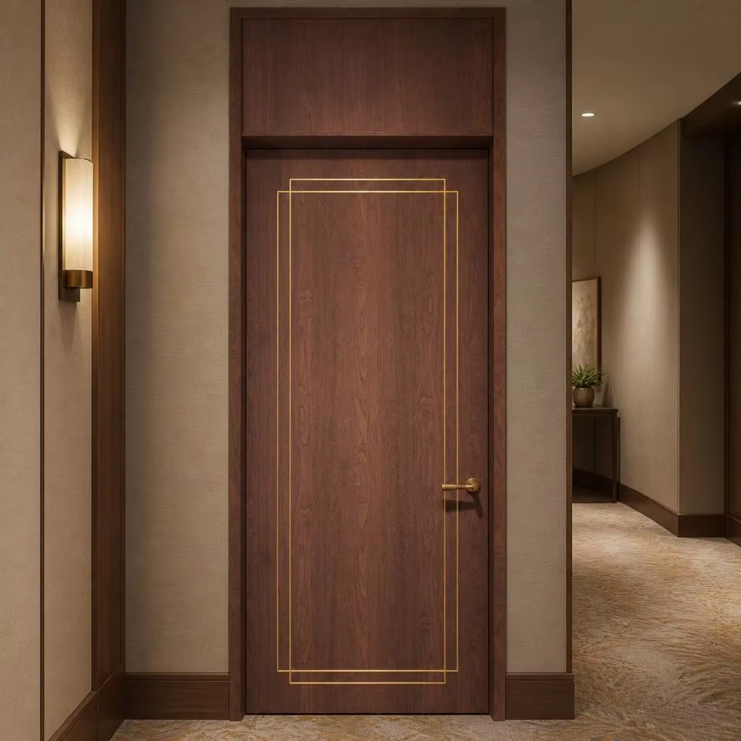 Custom Size Aluminum Wood Composite Fire Door Listed WH Certified IPX5 Waterproof for Apartment Office Commercial Building