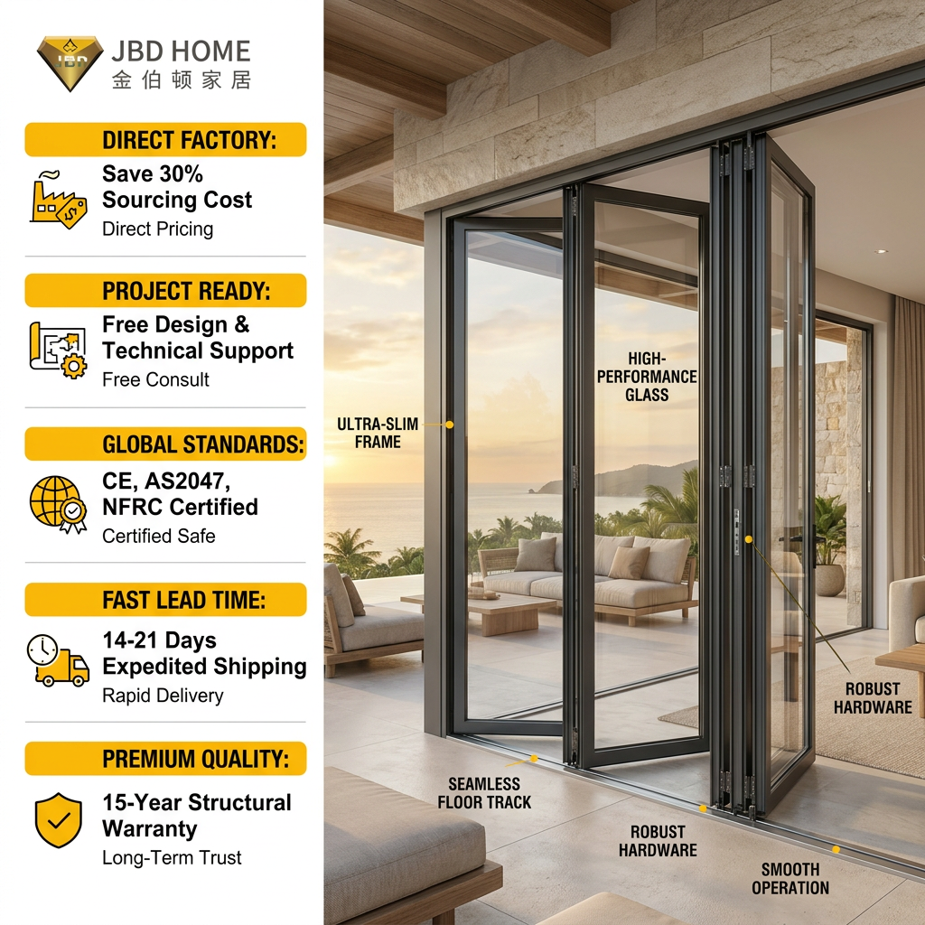 Aluminum Folding Patio Doors Folding Glass System for Seamless Indoor Outdoor Modern Home Design Aluminum Bi Folding Doors