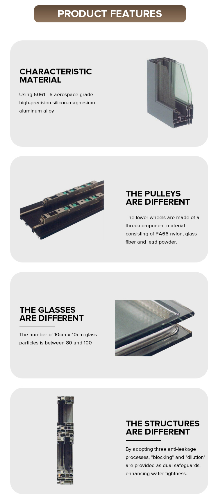 Wood Grain Aluminum Sliding Door Interior Wood Finish Transfer Sliding Glass Door for Living Room Bedroom Classic Design