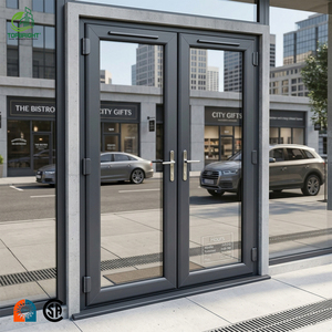 Topbright Modern Aluminum Frame Storefront Entry Door Double Glazed Glass Commercial Doors for Office Shop