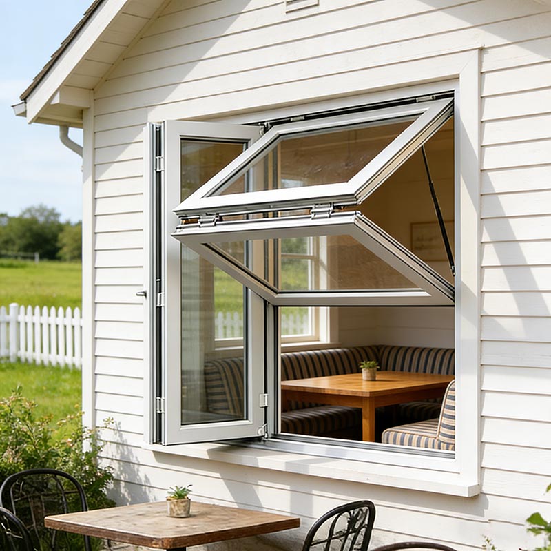 EBON Fold Up And Down Terrace Bi-fold Soundproof Aluminum Balcony Large Glass Folding Windows