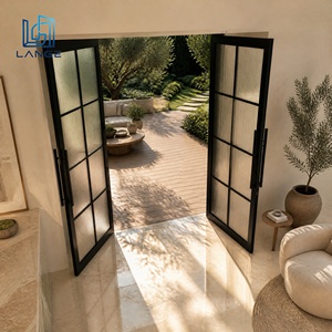 LANGE Panoramic View Thermal Break Aluminum Casement Door Slim Frame Double Glazing Exterior Swing Glass Doors for Roof Terrace