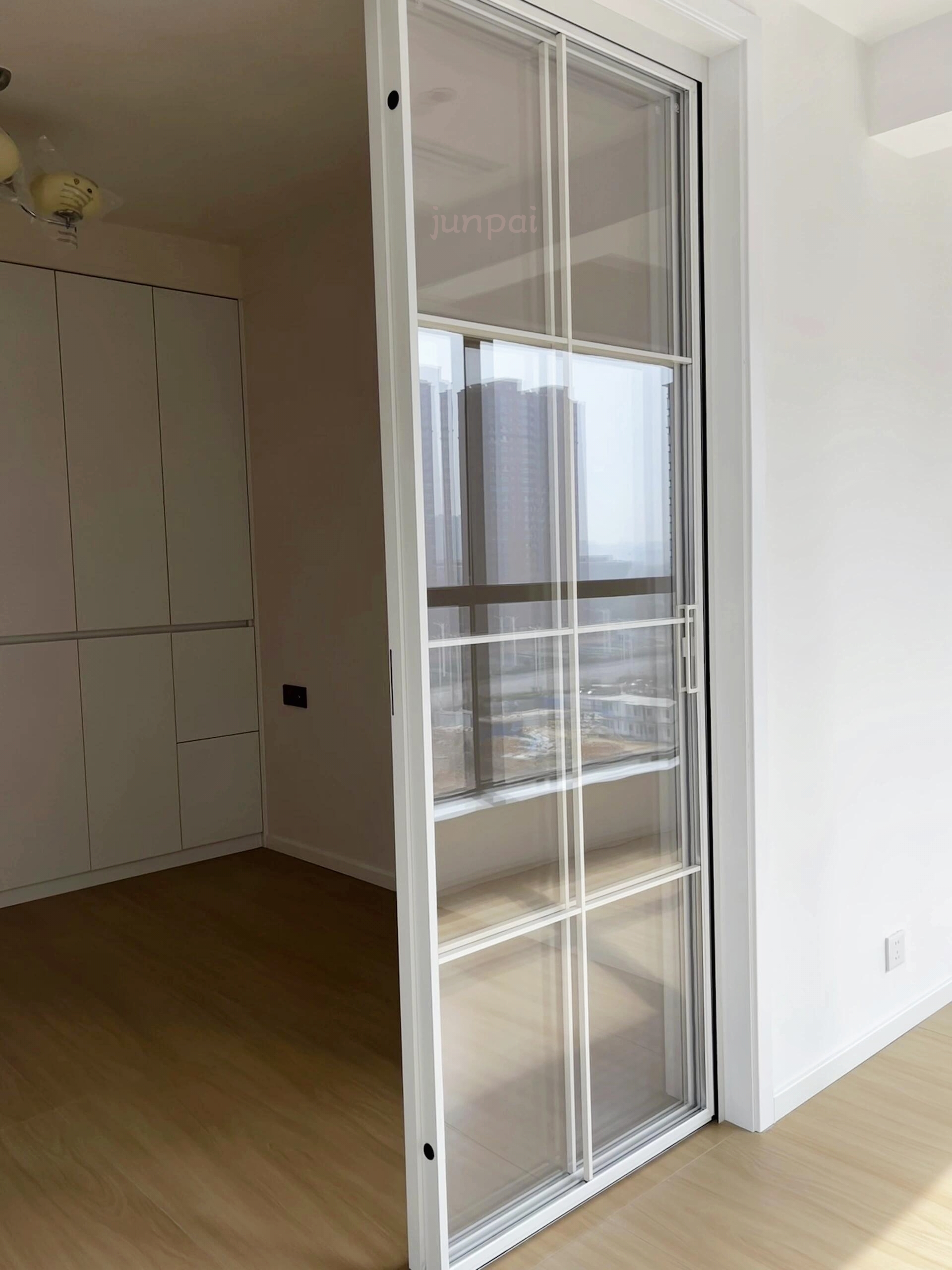 Factory Supply European Minimal Super Slim Aluminium Alloy Sliding Glass Door Double Glazing Tempered Glass Kitchen Villa