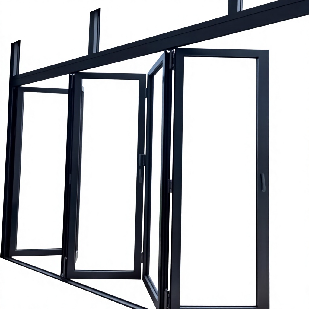 Modern Aluminum Foldable Bi-Fold Door with Finished Surface for Indoor Use Courtyard Patio Balcony &amp; Entrance