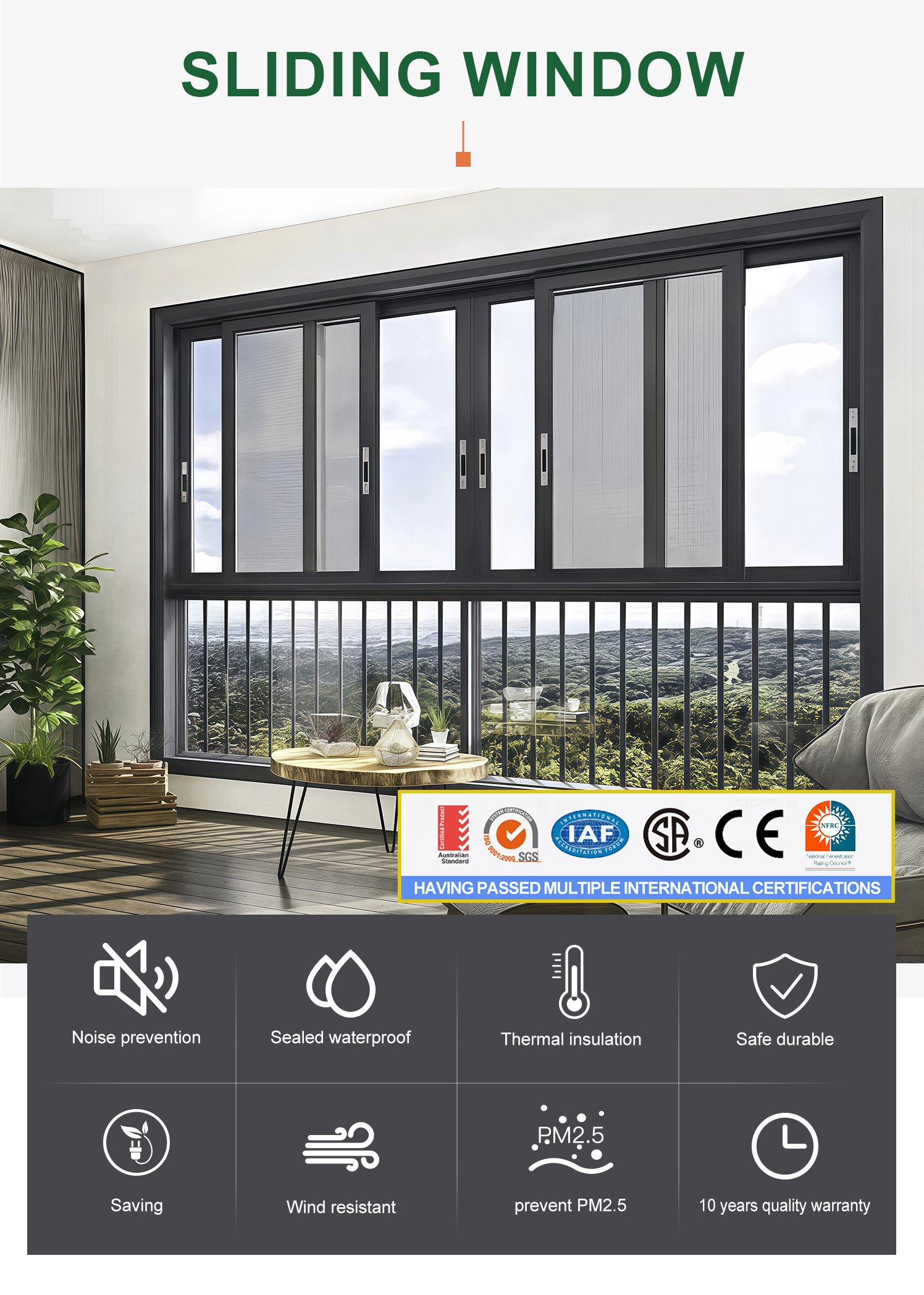 Aluminum Sliding Window Structure and Detail