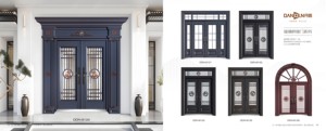 Frosted Glass Aluminum Alloy Double Door Modern Swing Entry for Villa Apartment Exterior Dark Gray Custom