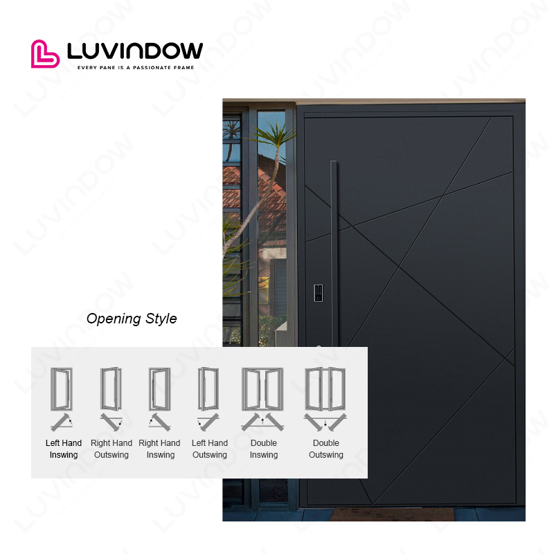 Upscale Entry Door Self Closing Multi Point Lock Security Aluminum Alloy Pivot Door With Sidelight