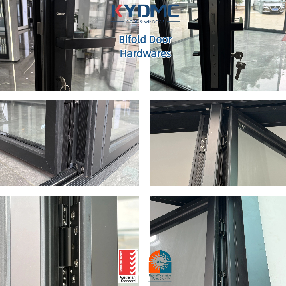 HURRICANE PROOF LUXURY TEMPERED DOUBLE GLASS SLIDING ALUMINUM BIFOLD EXTERIOR ACCORDION FOLDING DOORS