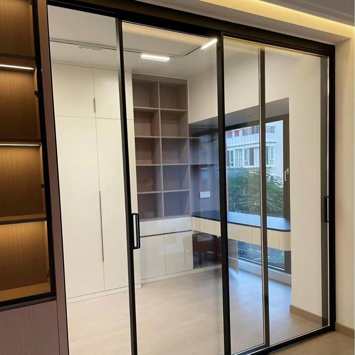 Modern Customized Commercial Tempered Aluminum Alloy Slide Pocket Doors Custom Color Waterproof Glass Stacking Sliding Kitchen