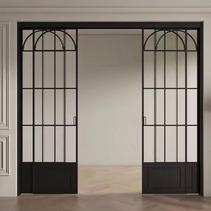 Minimalist Double Glazing Tempered Glass Cream Aluminum Sliding Door for Bedroom Kitchen Bathroom Villa Hotel Hospital Use