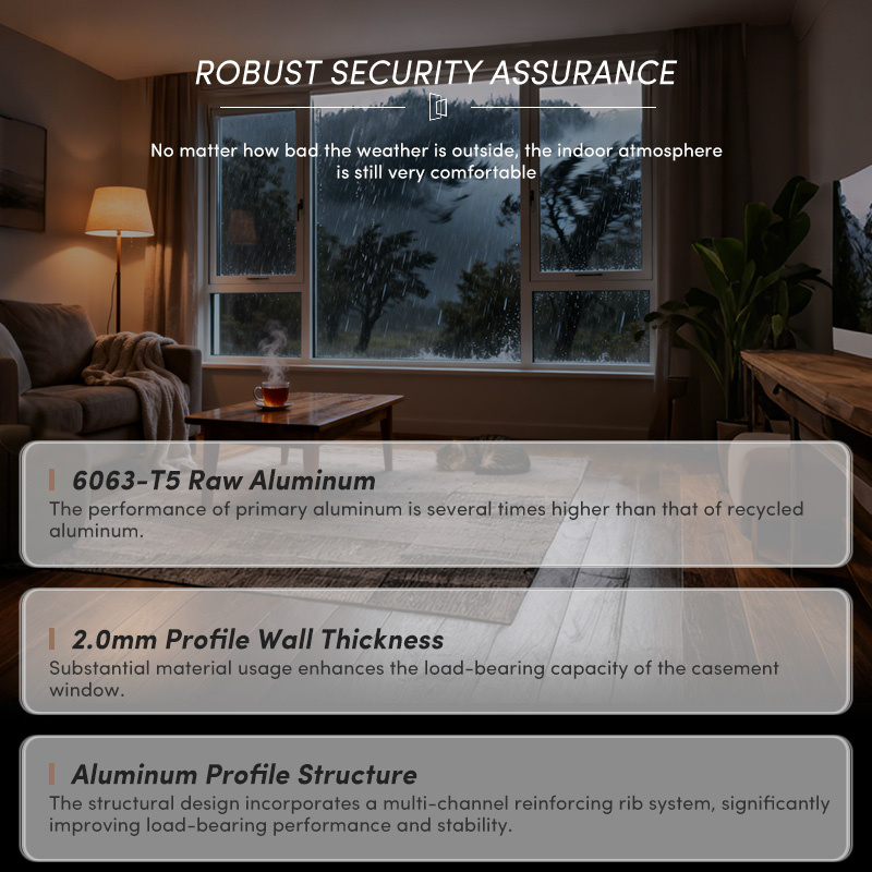 OUNA Anti-Theft Aluminum Casement Window with Screen Double Tempered Glass NFRC CSA Certified Thermal Insulation Swing Window