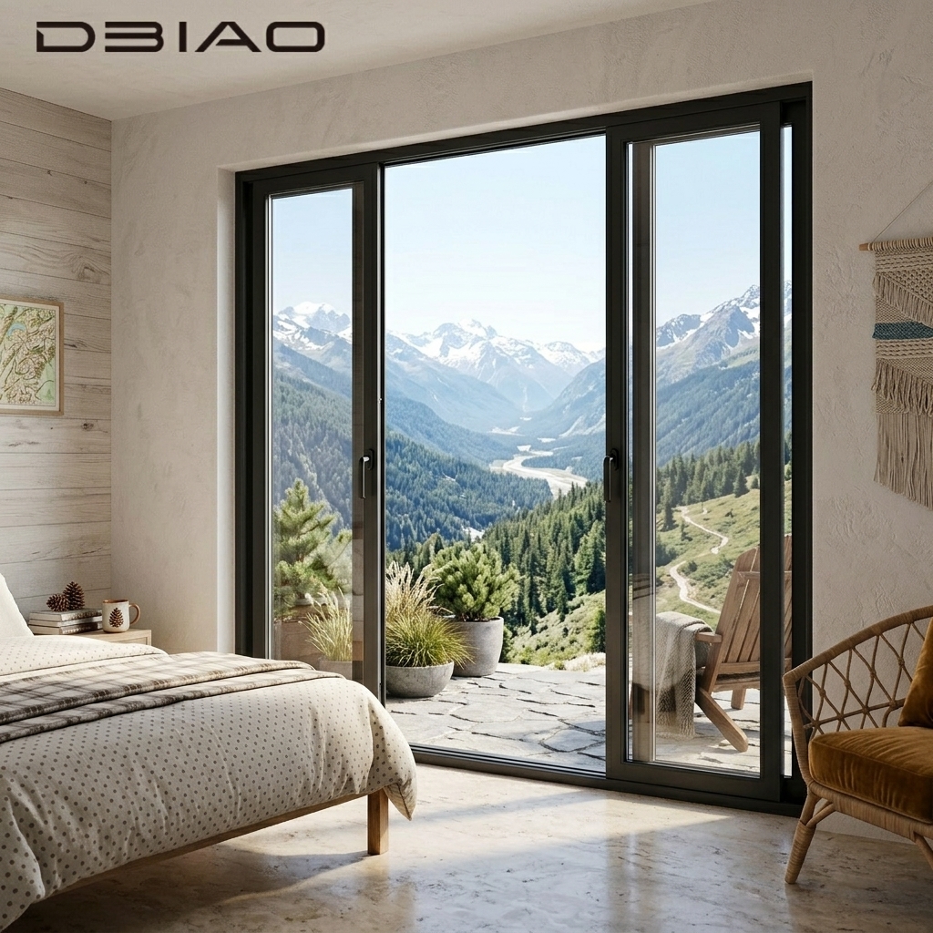 Minimalist Black Aluminum Alloy Sliding Doors with Tempered Glass for Bedroom Bathroom Kitchen Outdoor Waterproof