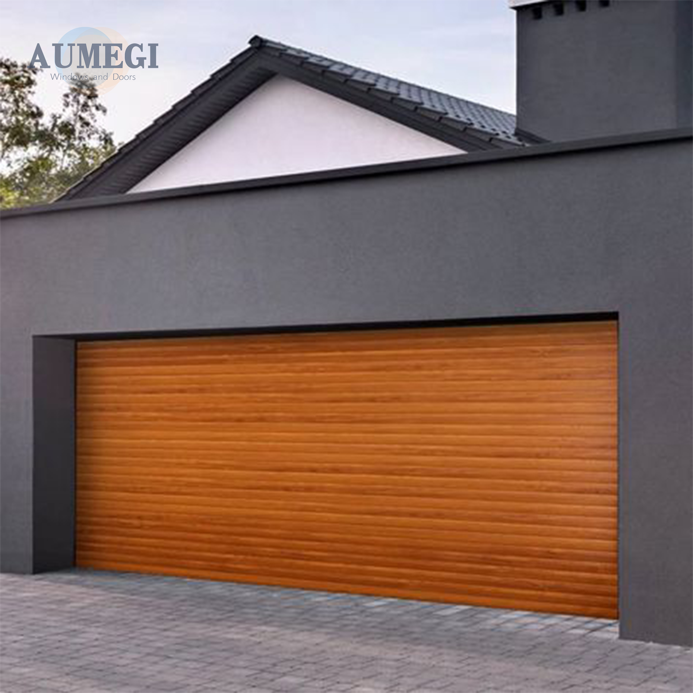 AUMEGI Soundproof Design Wholesale Garage Doors Insulated Slats UV-Resistant Paint Crystal Rolling Door