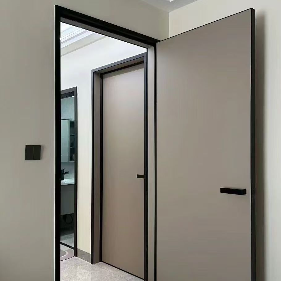 Soundproof and Moisture-resistant Aluminum-wood Door with Outward-flat, Inward-opening Design and Aluminum Alloy Frame Set