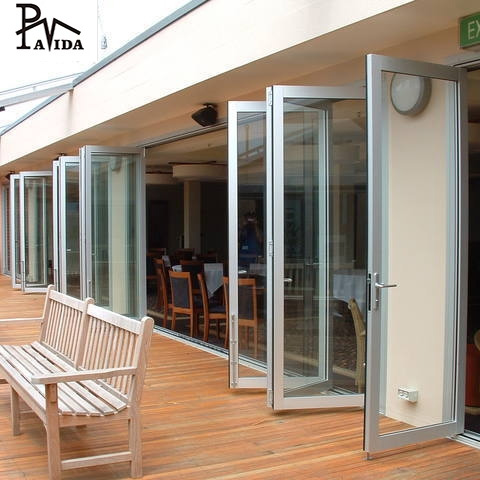 Aluminium Bi Fold Smart System Bi Fold Doors Commercial Concertina Folding Door Design