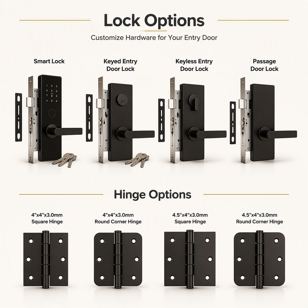 Modern Geometric Thermal Break Aluminum Pivot Entry Door Waterproof Anti-Theft Exterior Hall Villa Apartment Security Door Smart