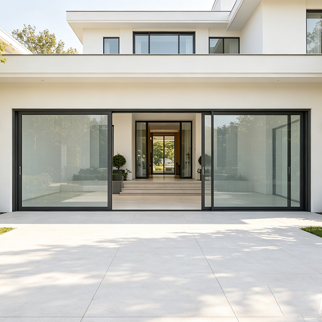 Waterproof Sliding Panoramic Double Glazed Tempered Glass Sliding Door Glass Design Patio Aluminum Sliding Doors with Big Handle