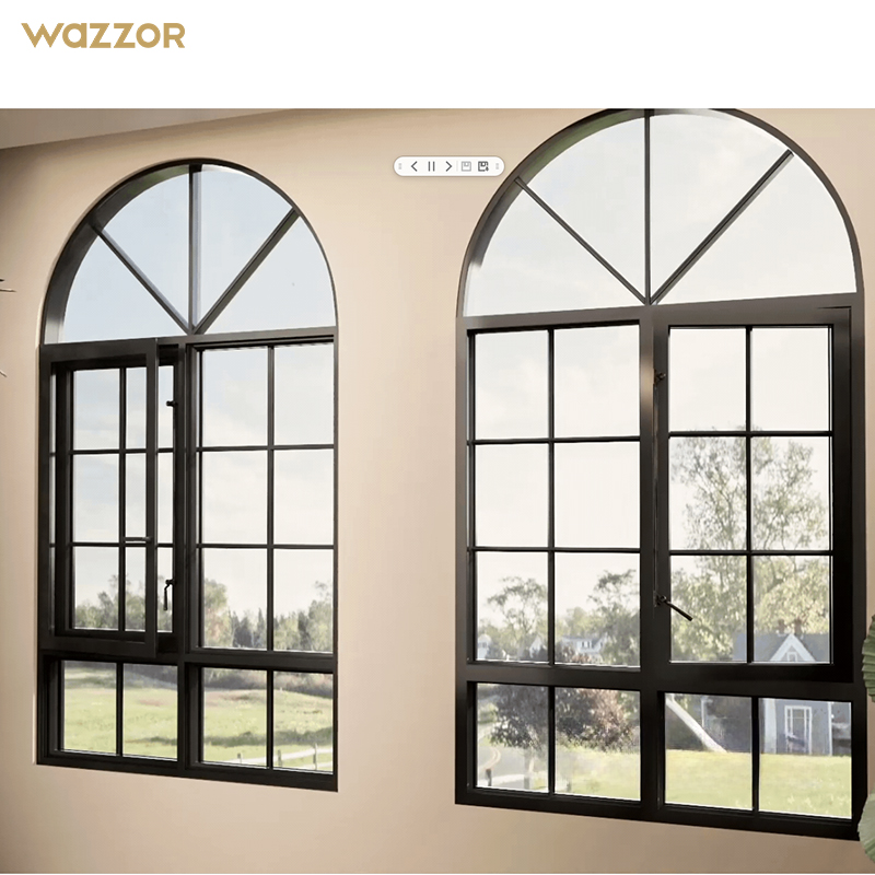 Wazzor Top Selling Villa Heat Insulated Aluminum Home French Style Window Designs Balcony