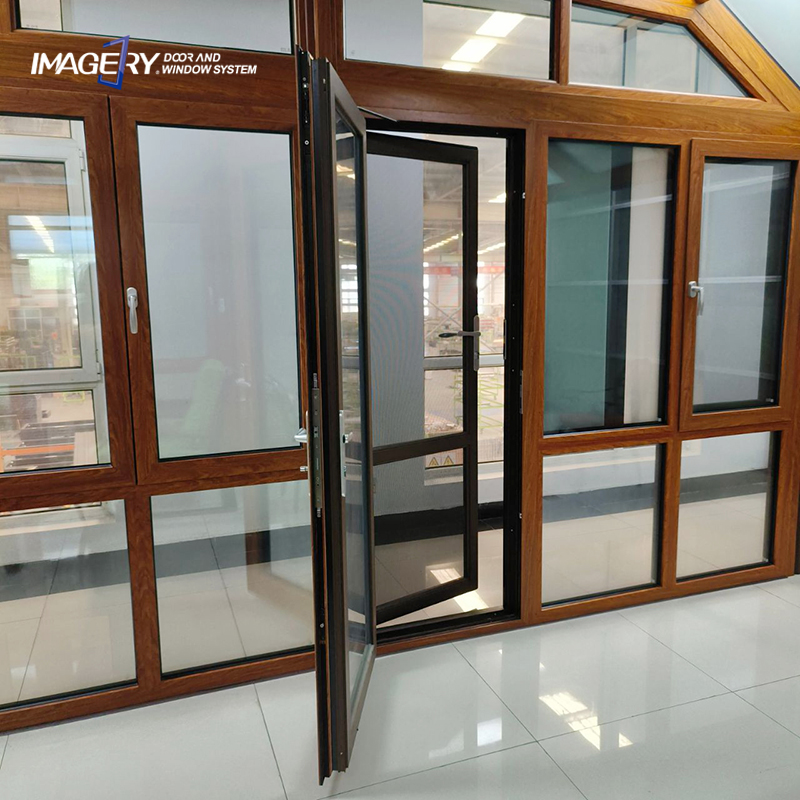 Corrosion Resistant Thermal Break Aluminum Casement Door With Anti Mosquito Security Screen For Residential Villa