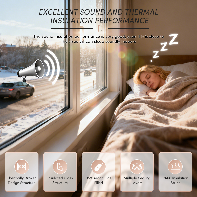 OUNA Windproof Double Glazed Aluminium Windows Hurricane Impact Proof Low-E Glass Aluminum Sliding Window With Mosquito Net