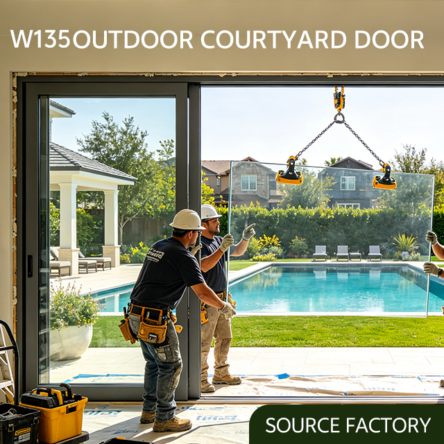 Custom Made Aluminum Sliding Door System with Large Panel Glass for Luxury Villa and Resort Hotel Architecture Design