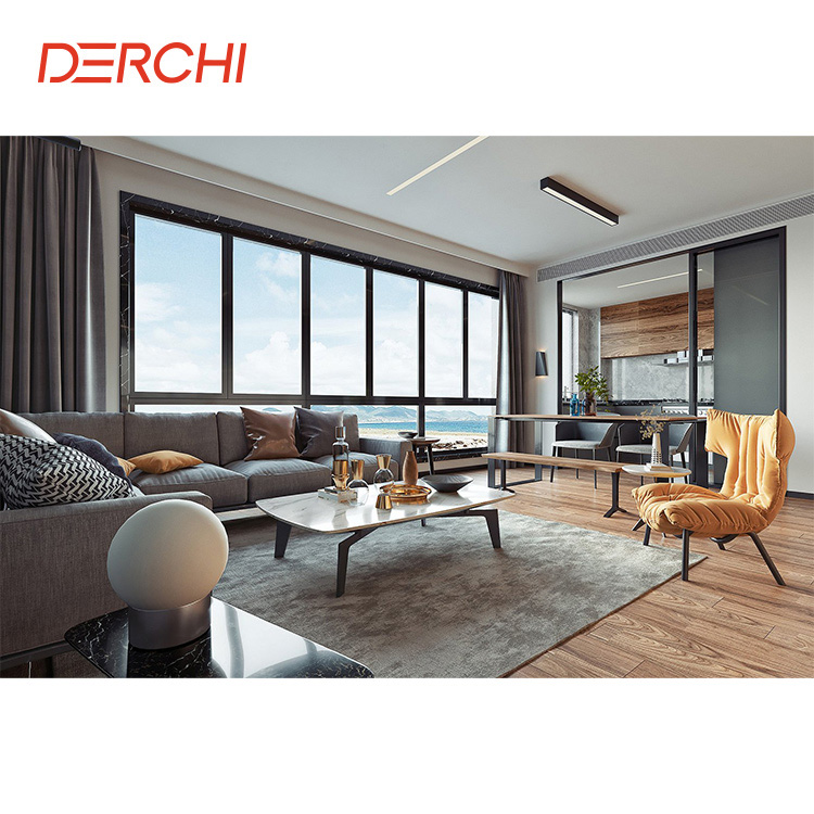High Quality Double Tempered Glazed Custom Made Aluminum Glass Sliding Windows for House