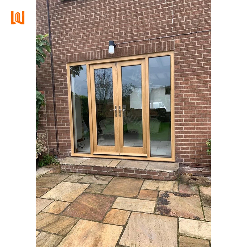 Factory Direct Custom Exterior Front Entry Doors House Residential Aluminum Wood French Doors Patio Aluminum Clad Double Doors
