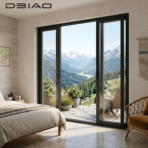 Minimalist Black Aluminum Alloy Sliding Doors with Tempered Glass