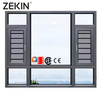 ZEKIN Casement Windows Burglar Proof Multi-Point Locking Aluminum Frame With Laminated Glass Window For Urban Residences