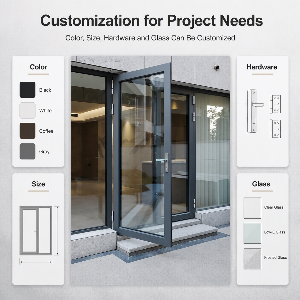 Aluminum Magnesium Alloy Thermal Break Hinged Patio Door Double Glazing Insulated Glass Balcony Entry Door Customizable