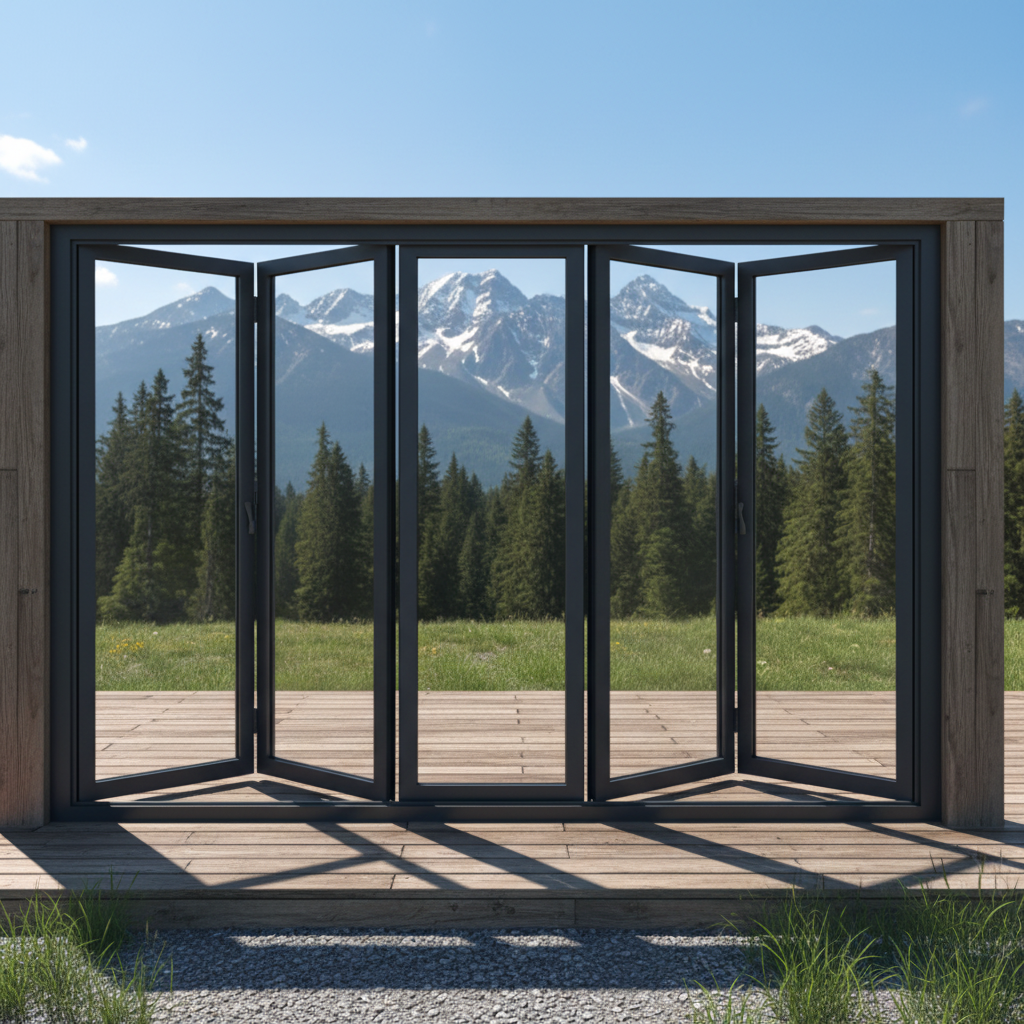 Modern Aluminum Foldable Bi-Fold Door with Finished Surface for Indoor Use Courtyard Patio Balcony &amp; Entrance
