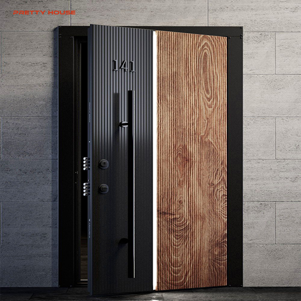 Luxury Modern Aluminum Smoked Glass Heat Insulation Waterproof Pivot Entry Front Door for Living Room Exterior Use 5-Year