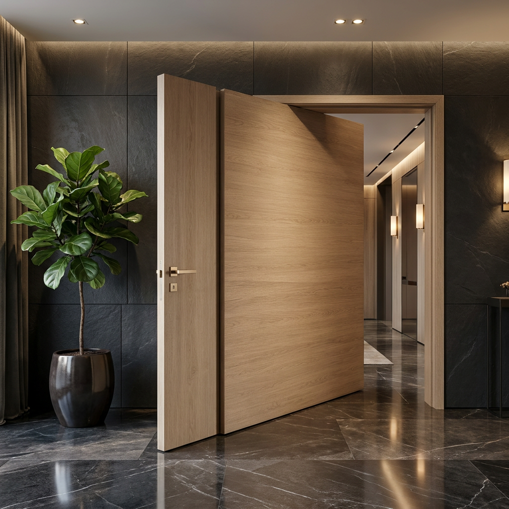 Exterior Doors Aluminum Alloy Minimalist Modern Pivot Wood Grain Villa Apartment Main Entrance Front Entry Hotel Residential