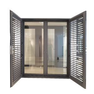 Modern Finished Exterior Aluminum Black 76 Model French Casement Doors Soundproof Hurricane Proof Impact Resistant Glass Doors