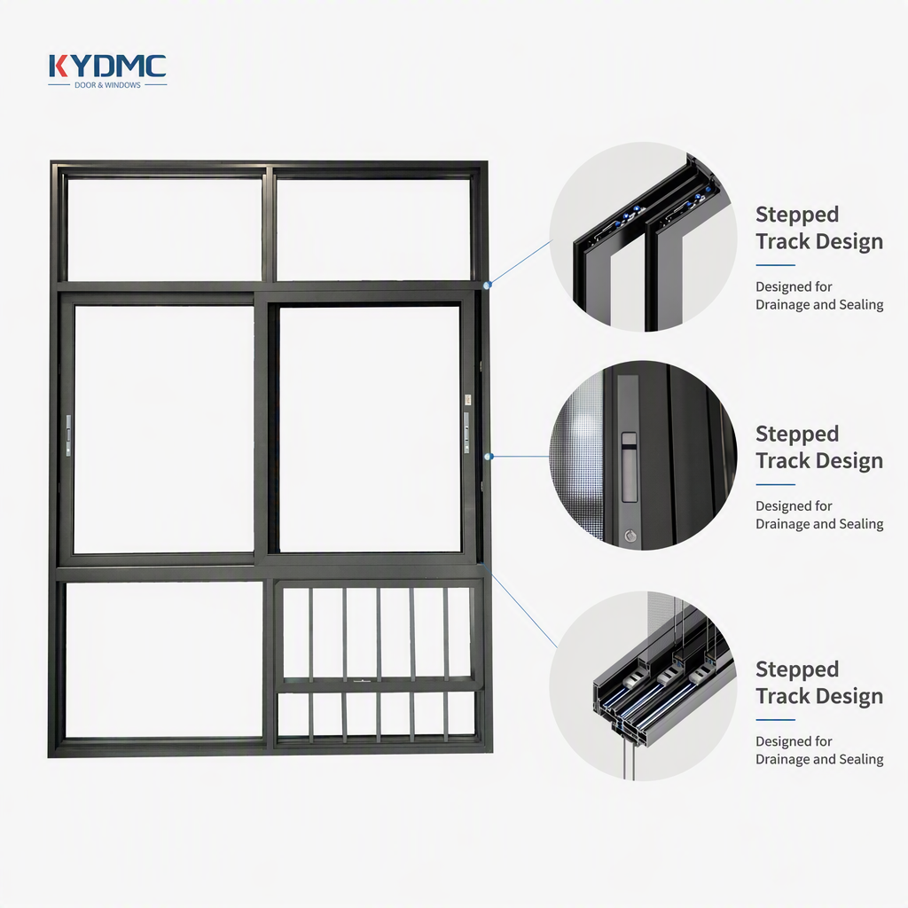 Factory Custom Size Aluminum Frame Sliding Windows Featuring Durable Mesh Screen Design for Balcony and Patio Sliding Window