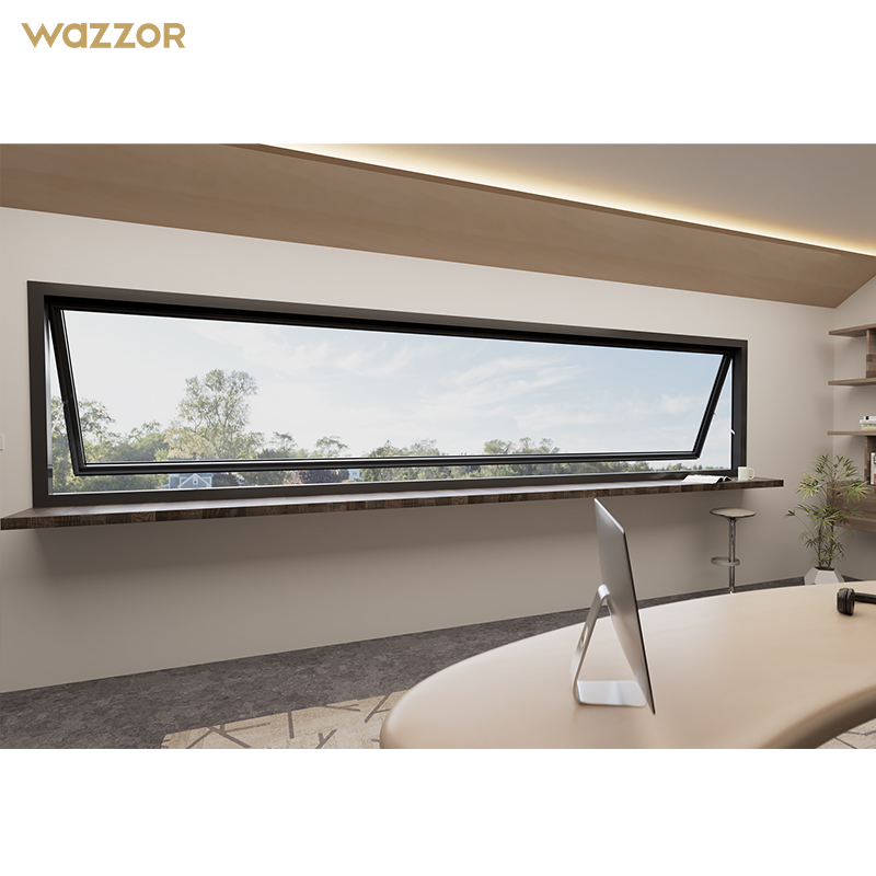 Wazzor Vacuum Insulated Double Glazed Aluminum Awning Windows Aluminum Chain Winder Awning Window Rain-Resistant Awning Window