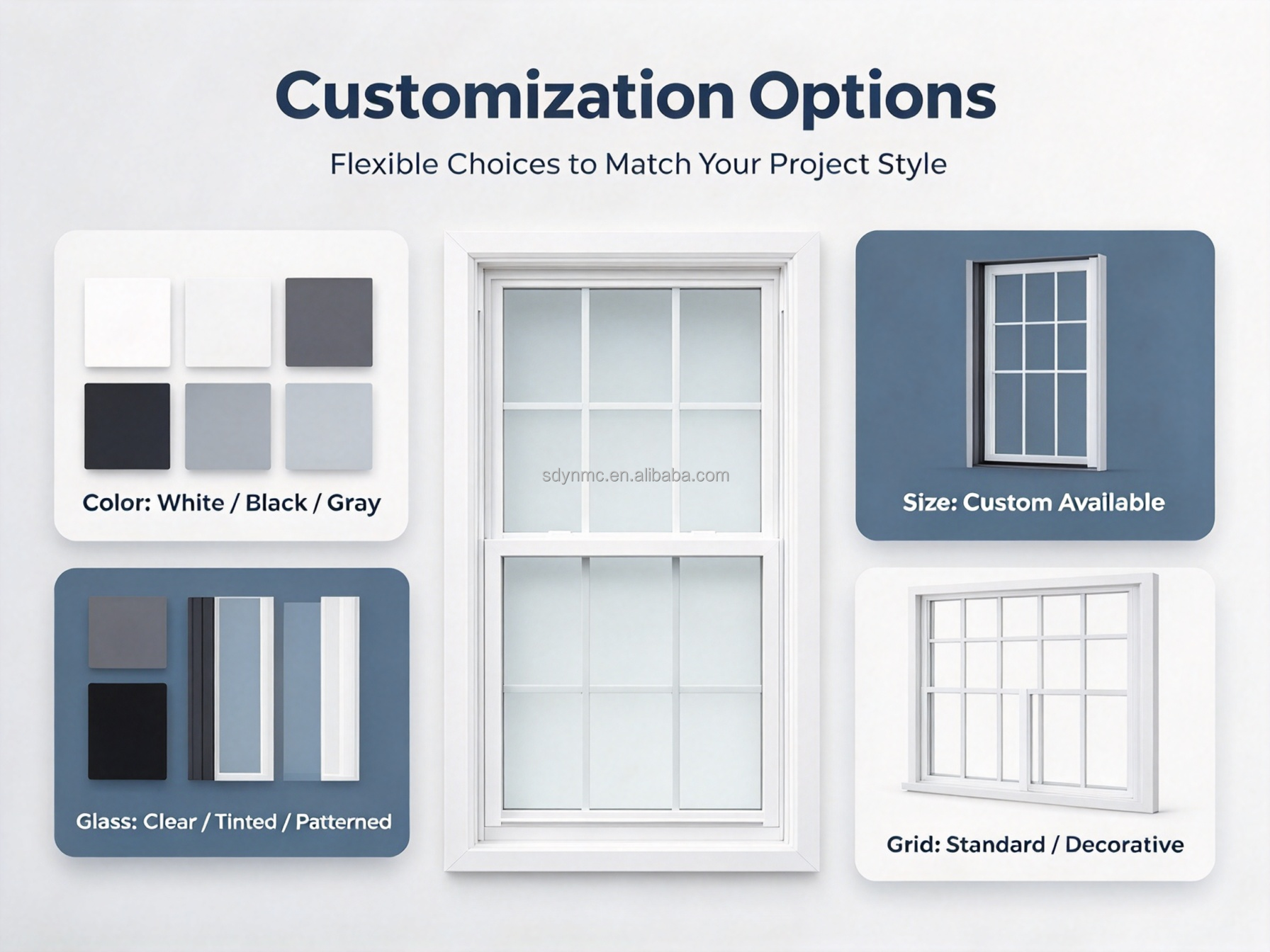 Energy Saving Double Hung Window, LowE Insulated Glass Vertical Sliding Window for Home Replacement