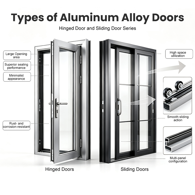 Modern Insulated Front Entrance Doors Design French Swing Aluminum Casement Door with Glass
