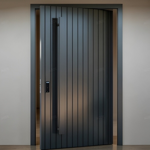 Modern Geometric Thermal Break Aluminum Pivot Entry Door Waterproof Anti-Theft Exterior Hall Villa Apartment Security Door Smart
