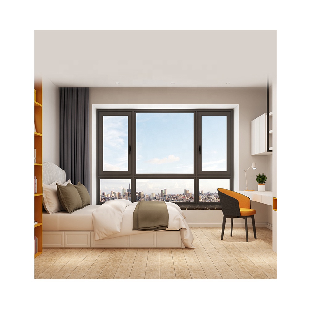 Fuson Window Fix Inward Opening Casement Glass Replacement Window Residential White French Aluminum Double Glass Casement Window