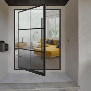 Minimalist Aluminum Clad Pivoting Doors Custom Made & Sound Insulated for Modern Villa, Apartment Entry, Project Lobby