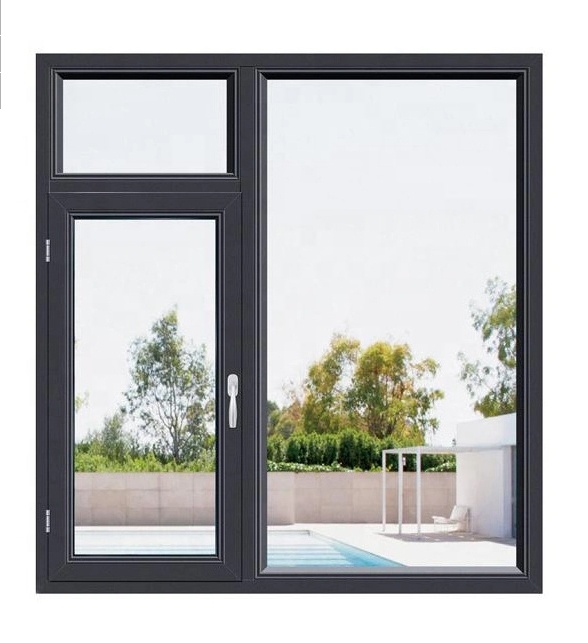 Customized Modern Louver Casement Window Large Aluminum Fixed Double Tempered Insulation Glass Soundproof Windproof Heat 5 Year
