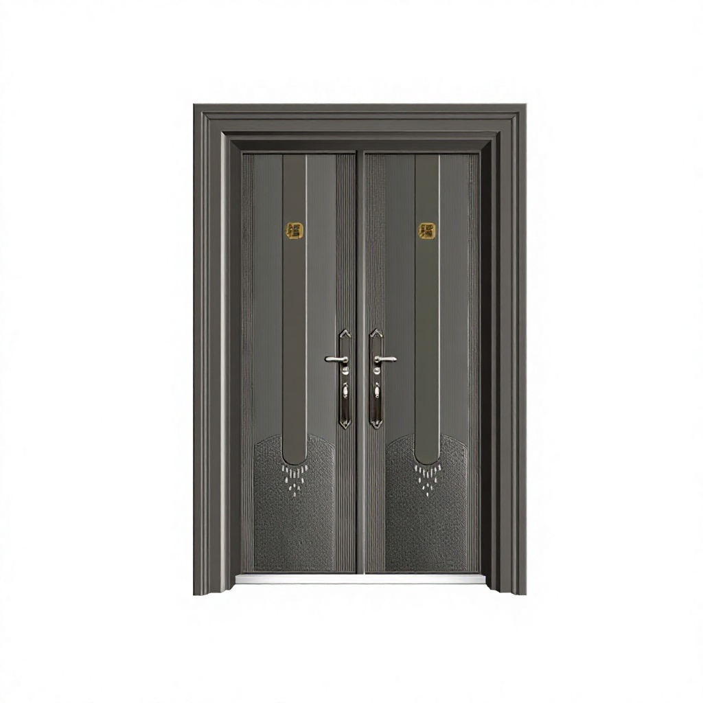 Frosted Glass Aluminum Alloy Double Door Modern Swing Entry for Villa Apartment Exterior Dark Gray Custom