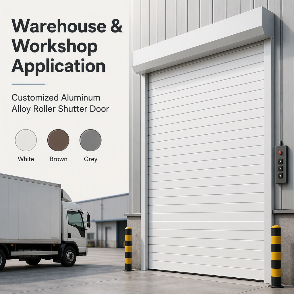 Modern Aluminum Insulated Roller Shutter Door with PU Foam Filled Slats Electric Remote Control Garage Door for Shop Warehouse