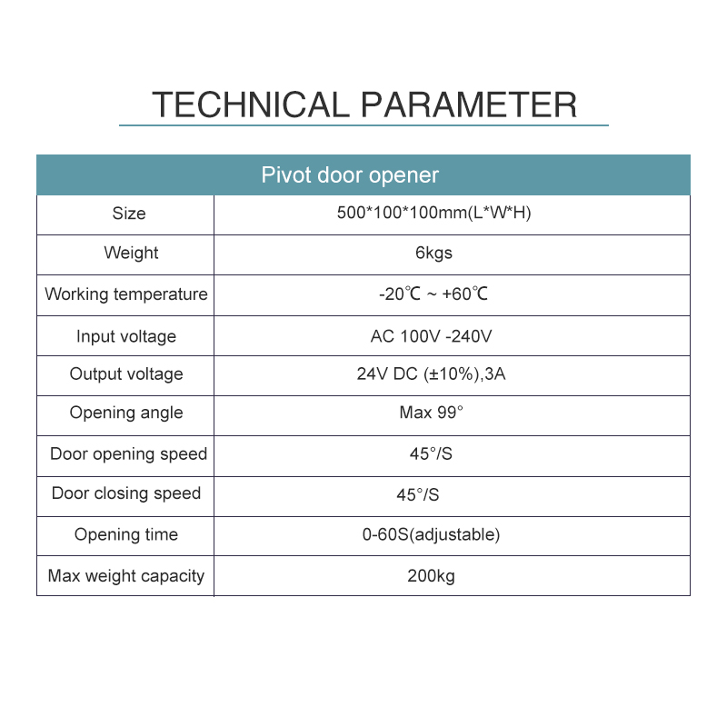 Turtech Automatic Pivot Door with Intelligent Controller and Beautiful Appearance