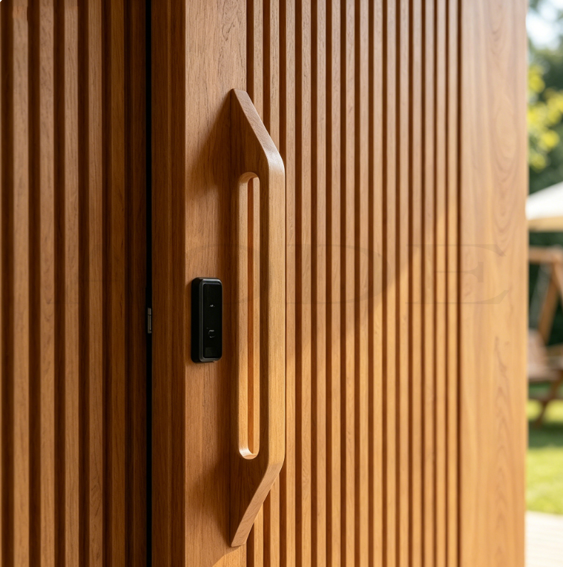 Custom Solid Wood Fluted Sliding Door, Modern Large View Patio Wooden Pivot Door For Villa Kitchen Exterior Entrance