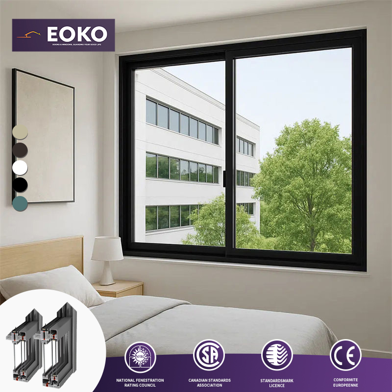 EOKO Aluminum Sliding Window CE Certified Double Glazed Thermal Break Sliding Glass Window For Residential Housing Project