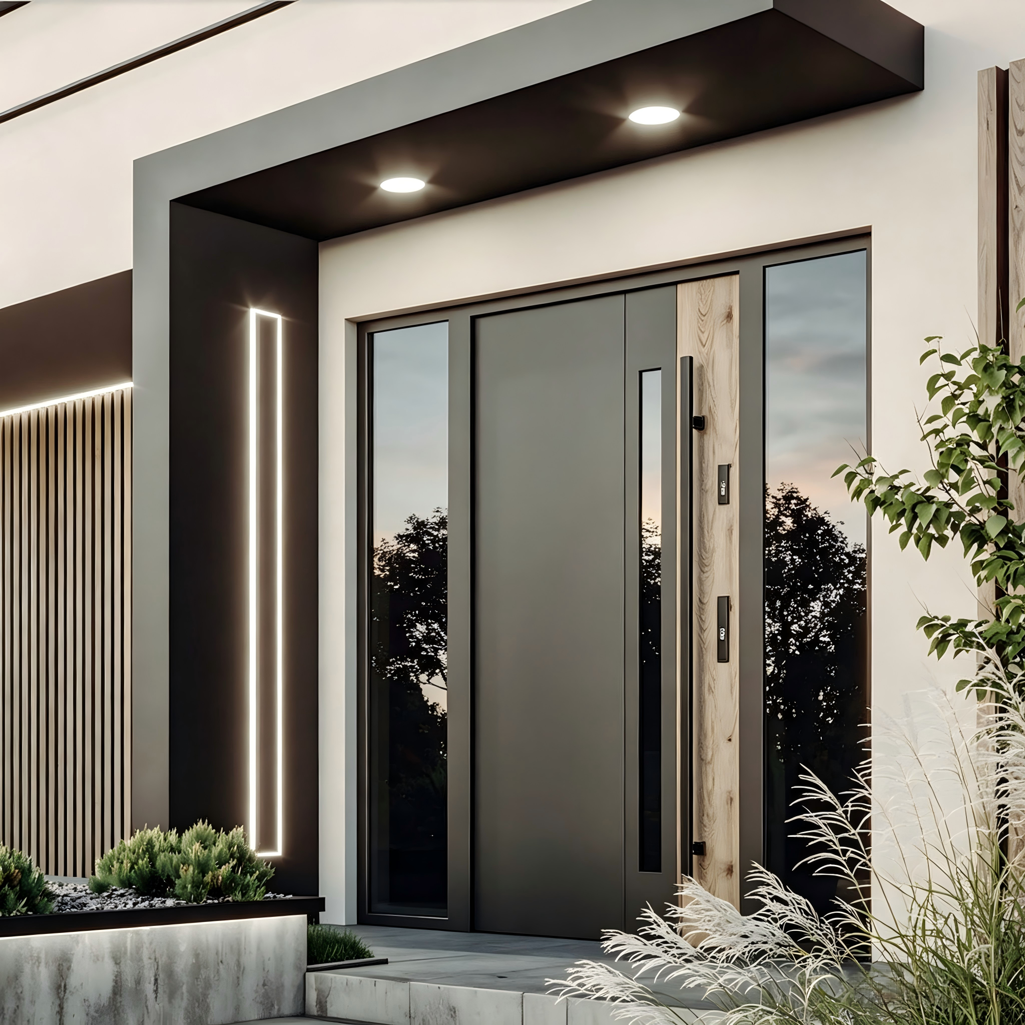 Aluminum Large Pivot Door Offset Axis Exterior Double Glazed Anti Theft Smart Lock PVDF Coating Luxury Villa China Origin Total