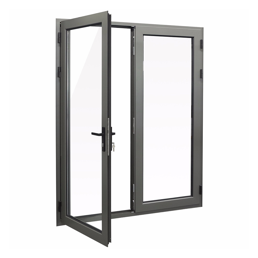 LEDOW Modern 72*90inch French Door Aluminium Hinged Fiberglass Screen Netting Waterproof North America Markets Front Entry Door